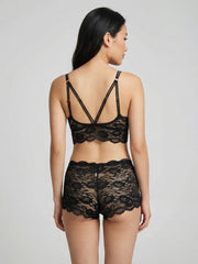 Black Lace Bralette & Boyshort Set