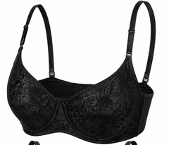 Burgundy Lace Underwire Bra, Full Coverage Push Up Bra for Women