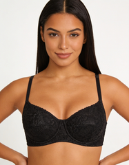 Burgundy Lace Underwire Bra, Full Coverage Push Up Bra for Women
